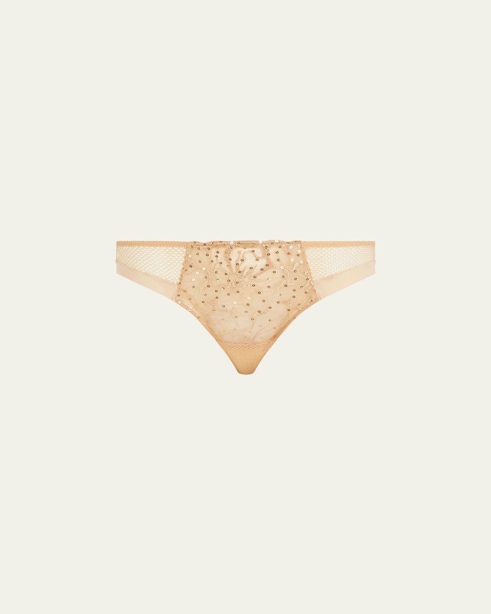 Fleurs Floral-Embroidered Tulle & Fishnet Tang